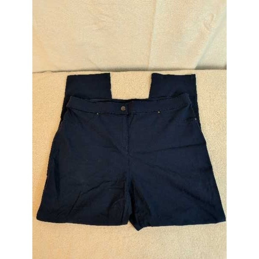 Chicos 2 Ankle Pants Navy Blue Stretchy Nylon Spandex Comfort Slim Fit C-4 - Picture 2 of 7